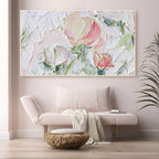 Soft Pink Roses Impasto Painting