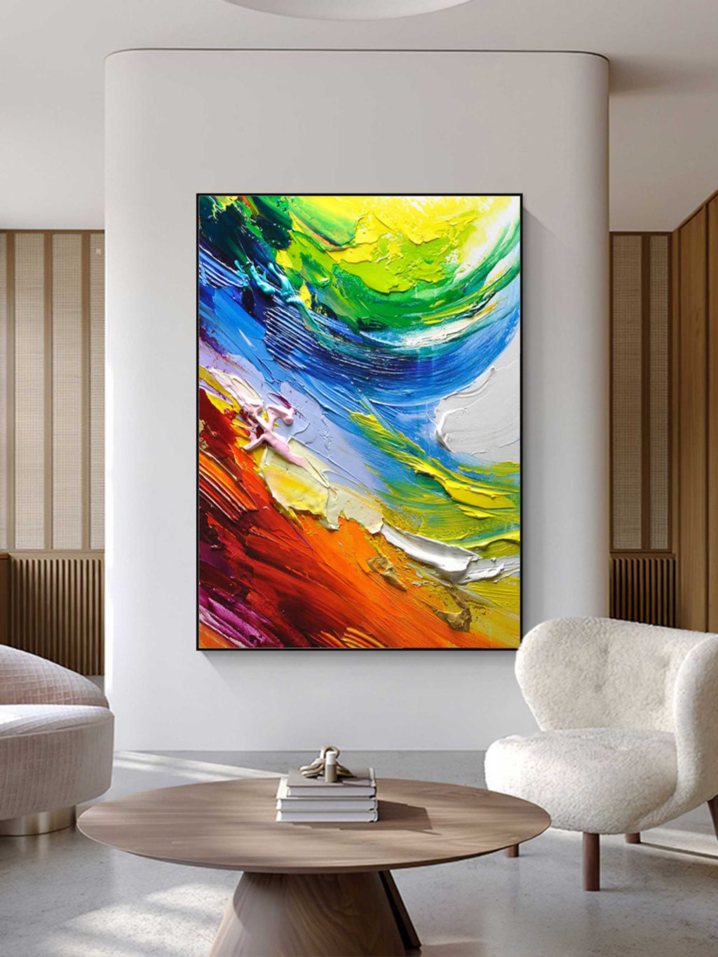 Vibrant Color Wave Impasto Painting