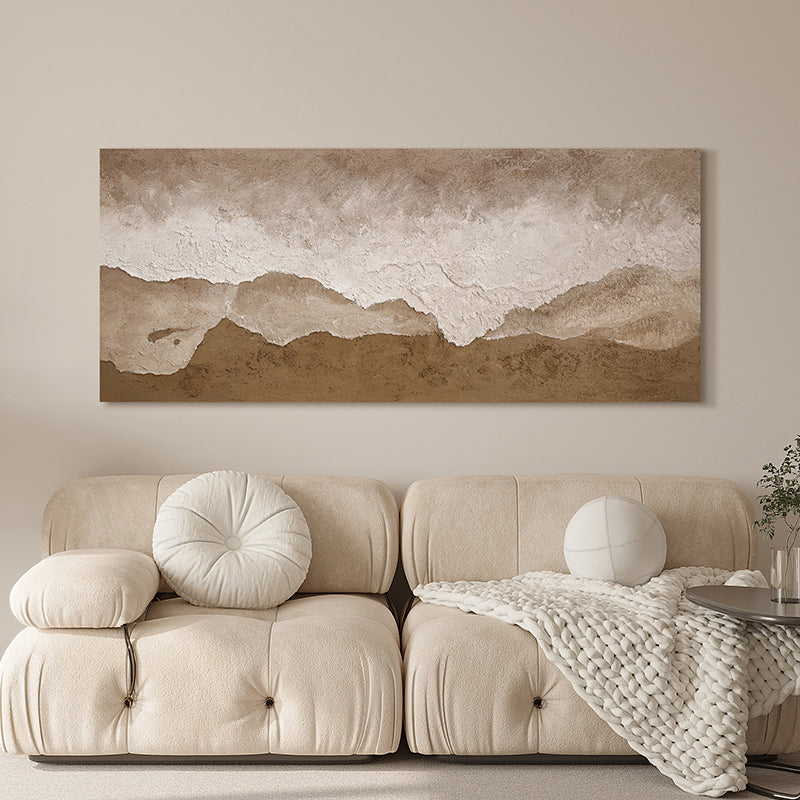 Minimalist 3D Textured Landscape Painting Warm Neutral