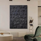 3D Textured Black Wall Art Abstract Tactile Dot