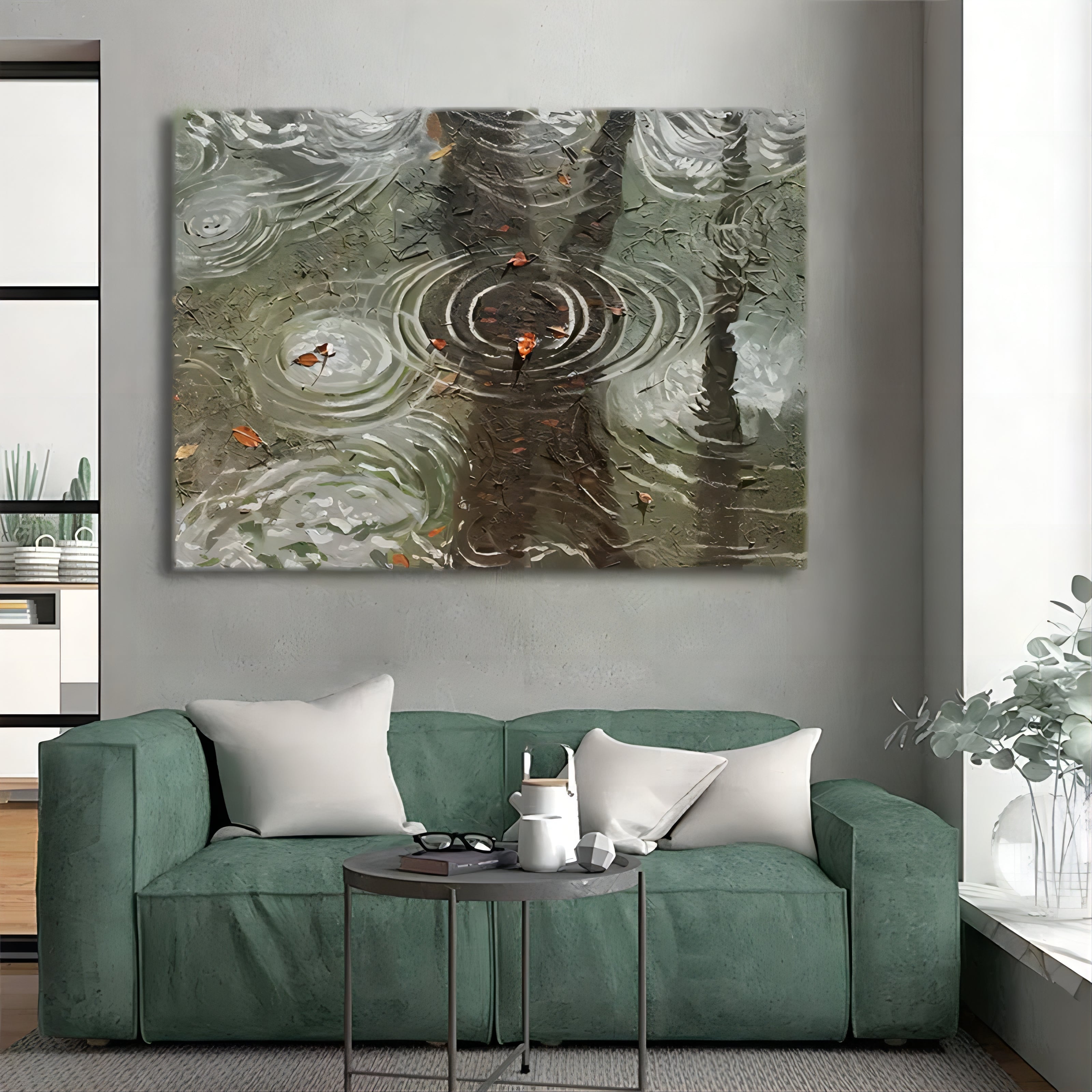 Raindrops on Water Impasto Painting