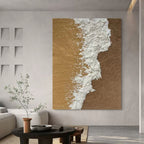 3D Textured Coastal Oil Painting White Ocean Wave