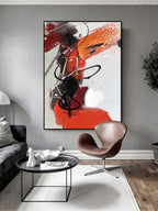 Colorful Vibrant Abstract Painting Red Orange