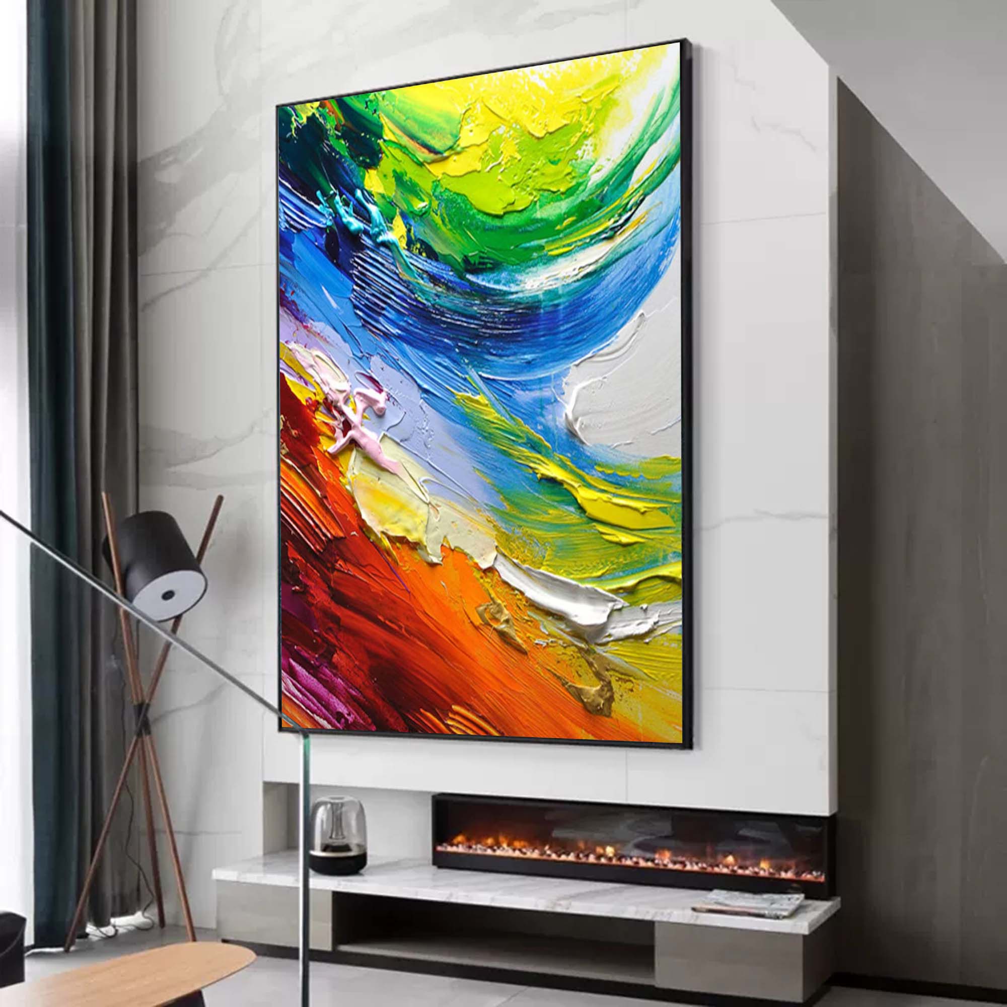 Vibrant Color Wave Impasto Painting