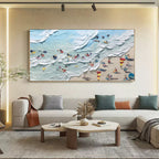 Aerial Beach Scene Impasto Painting