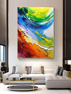 Vibrant Color Wave Impasto Painting