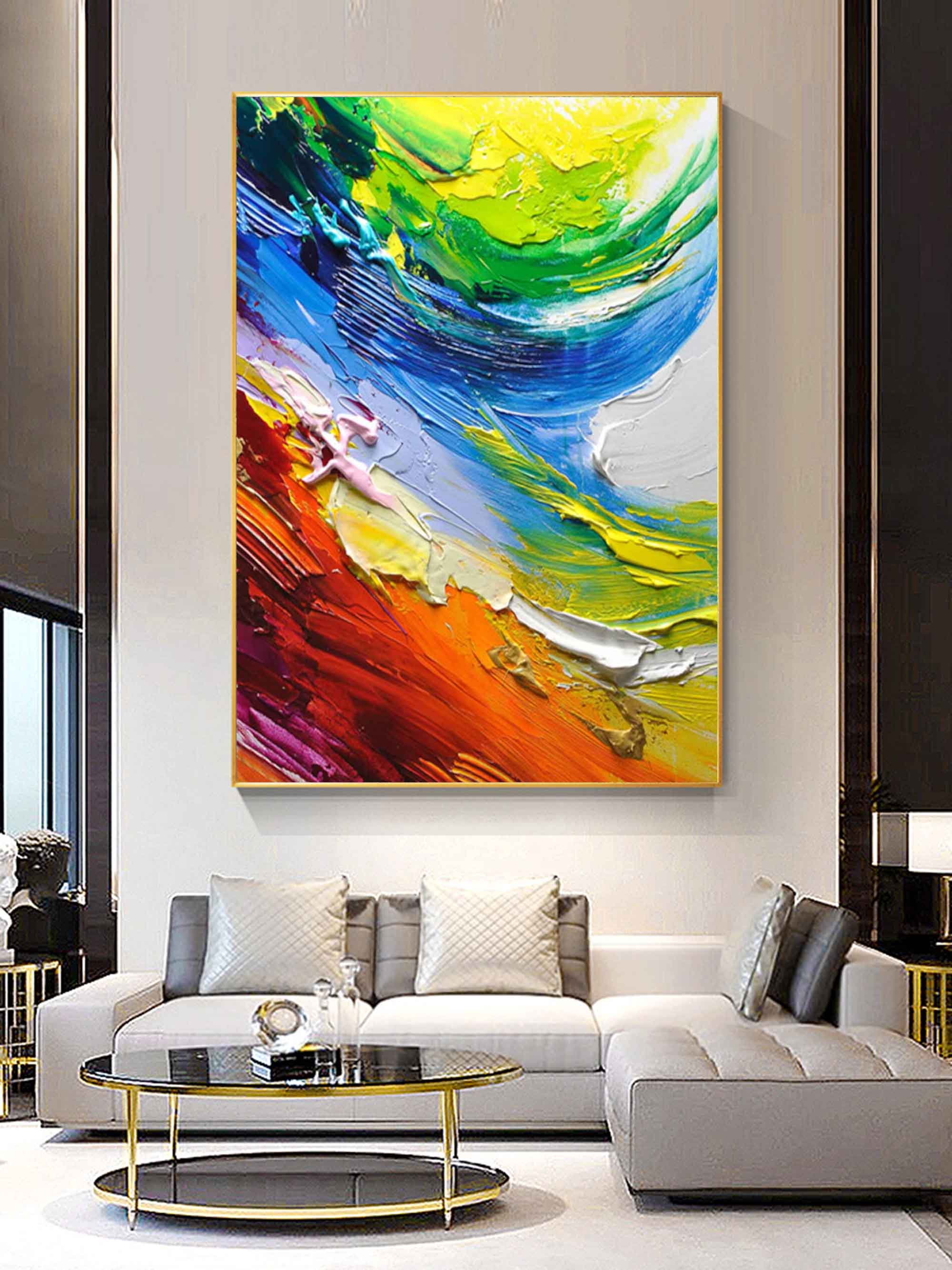 Vibrant Color Wave Impasto Painting