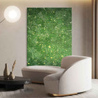 Lush Green Textured Geometric Oil Painting