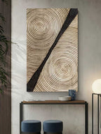 Neutral Wood Grain Textured Vertical Painting