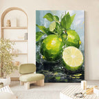Impasto Lime Painting Vibrant Green Modern Wall Art