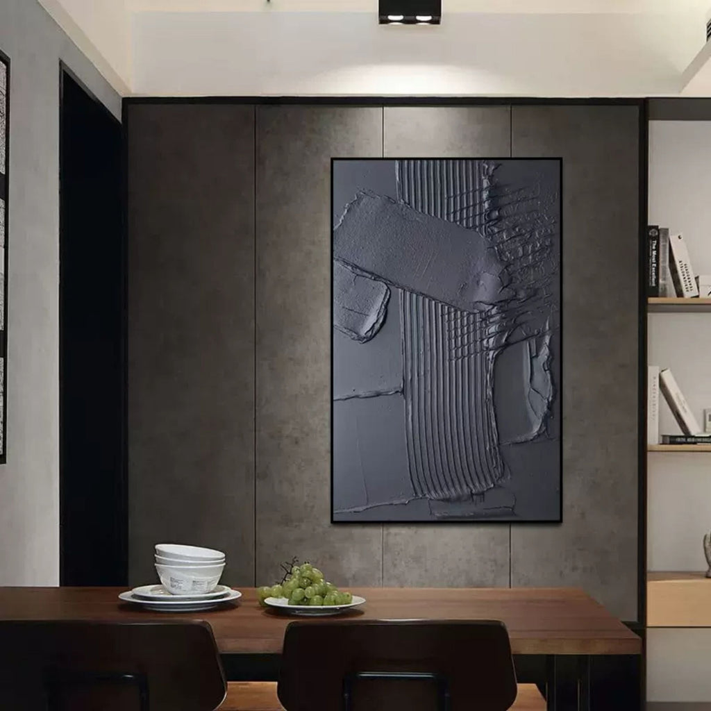 Dark Gray Textured Abstract Wall Art Modern Industrial