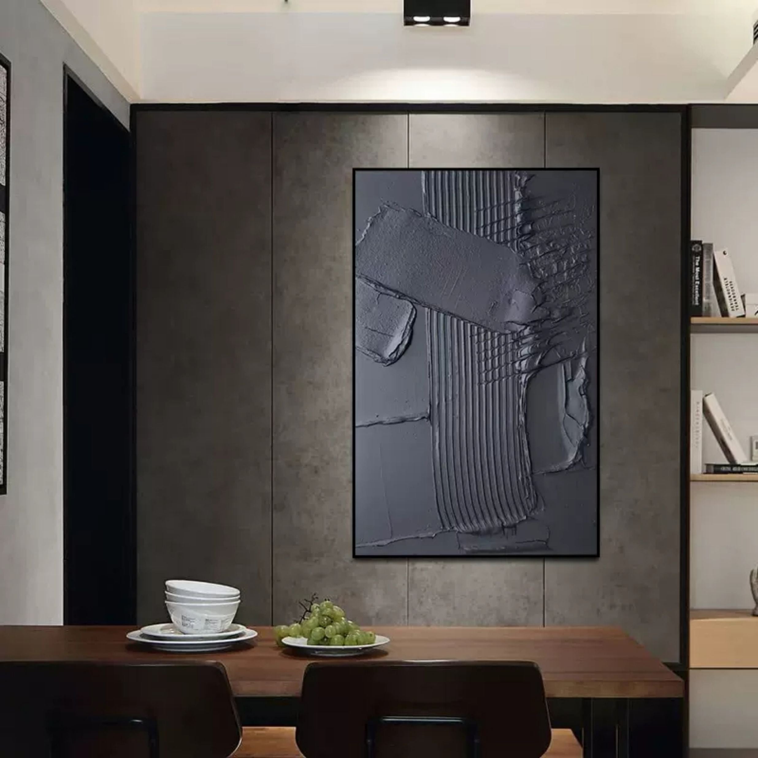 Dark Gray Textured Abstract Wall Art Modern Industrial