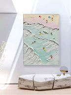 Aerial Beach Scene 3D Impasto Painting