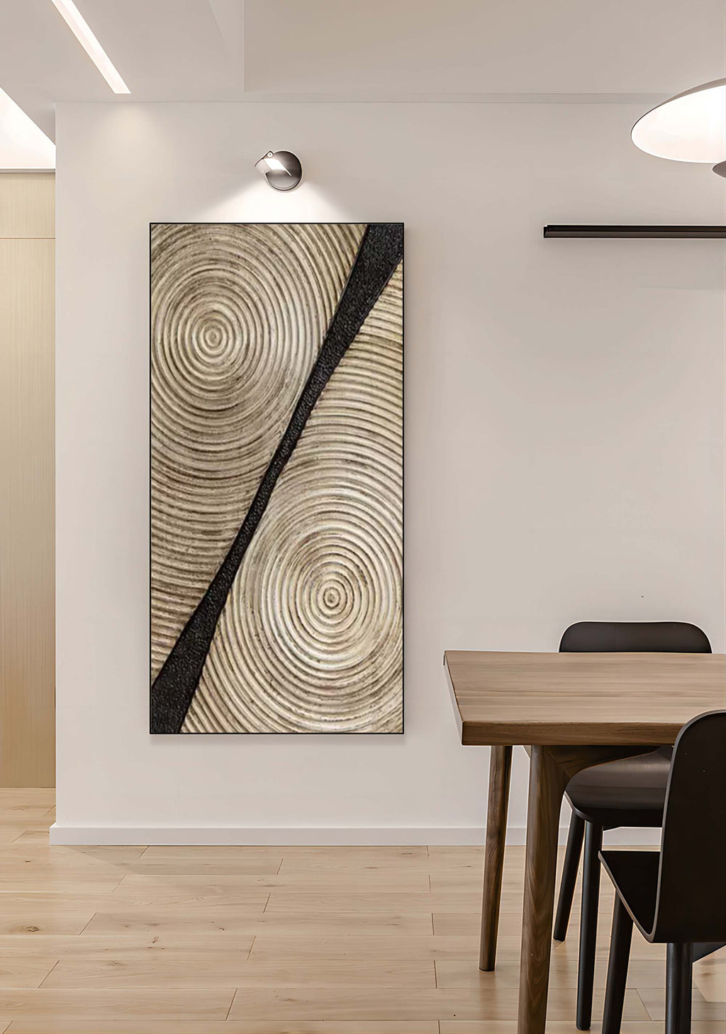 Neutral Wood Grain Textured Vertical Painting