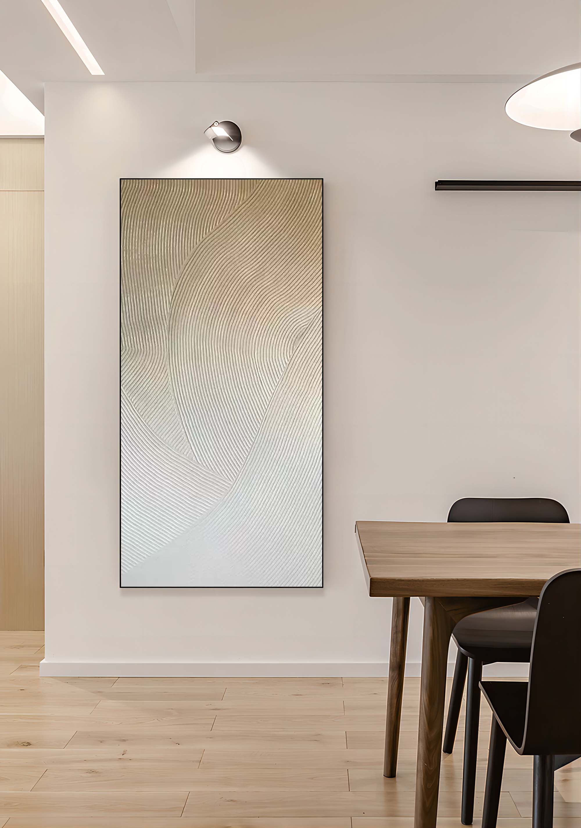 Wabi-Sabi Flowing Lines Bas-Relief Painting