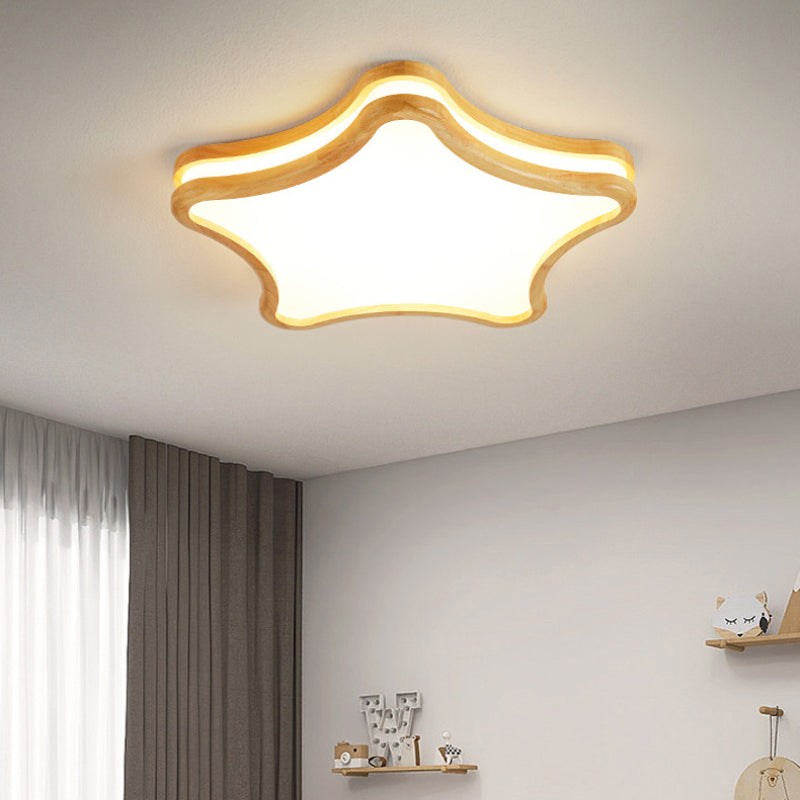 Aria Modern Flush Mount Ceiling Light Wood Living Room/Bedroom