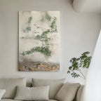 Wabi-Sabi Moss & Stone Abstract Painting