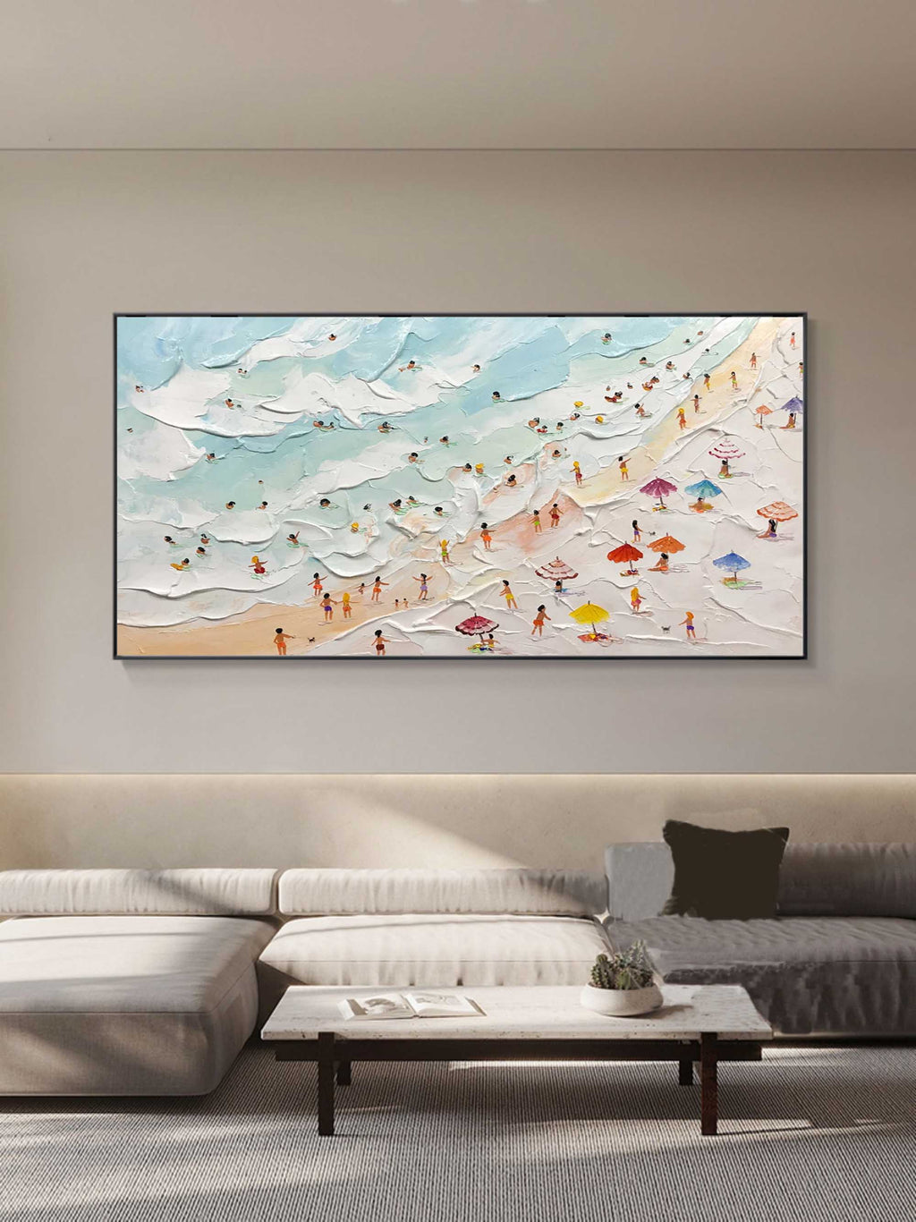 Aerial Beach Painting Impasto Coastal Wall Art