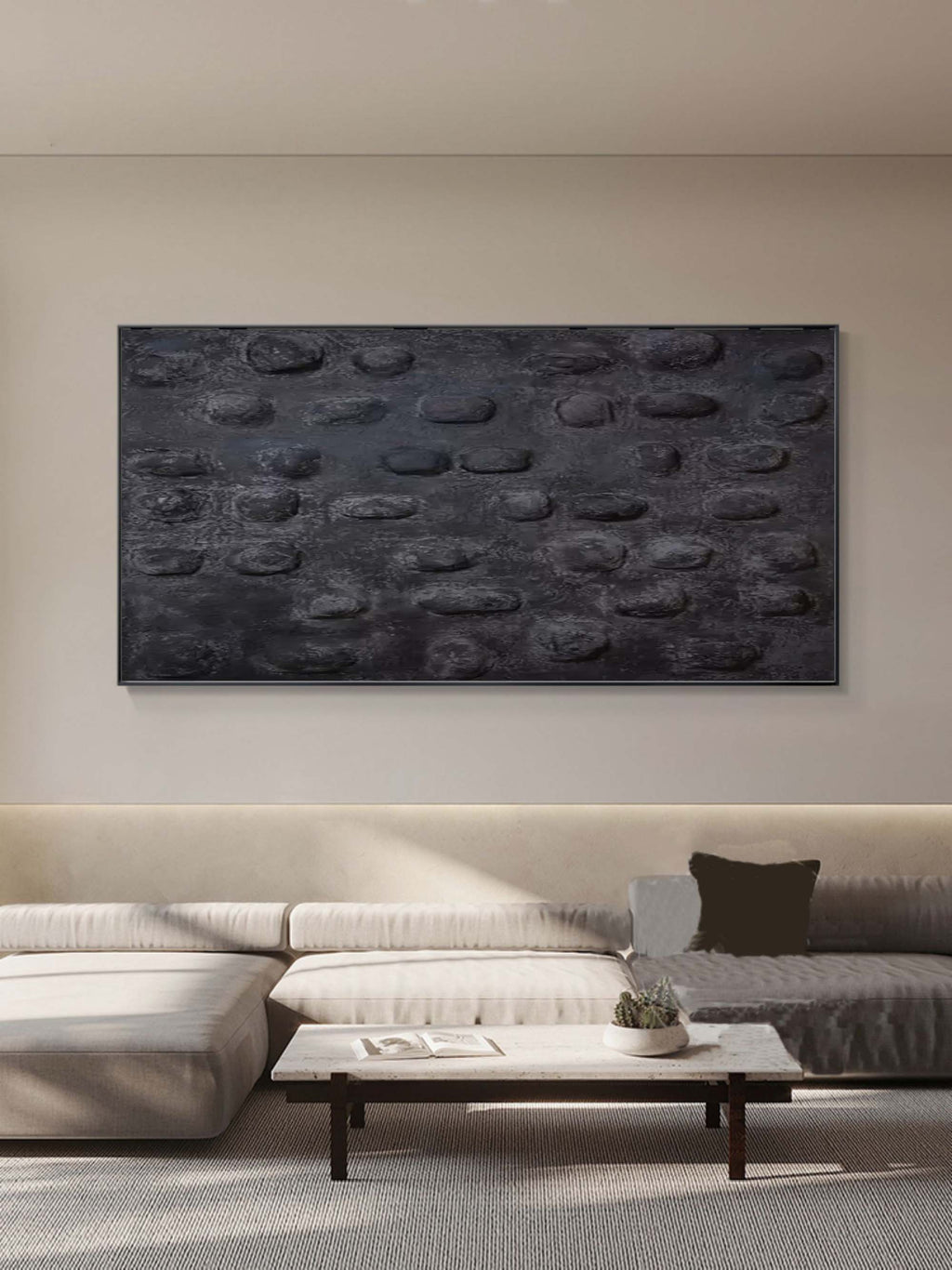 Plaster Art Dark Textured Stone Pattern Abstract Painting