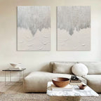 Silver White Gradient Textured 2 Piece Wall Art Set