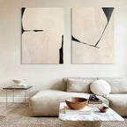 Minimalist Diptych Painting Neutral Geometric Wall Art