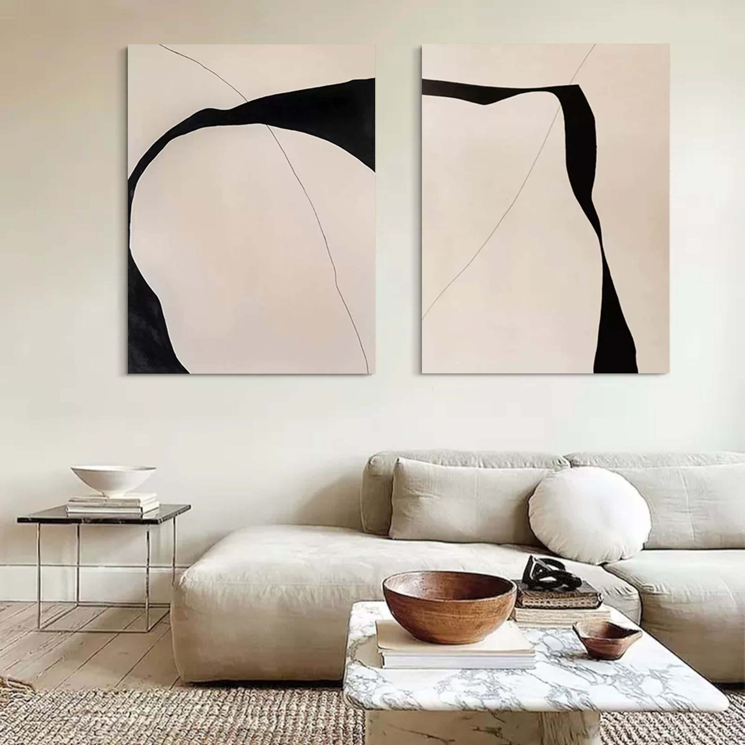 Organic Diptych Art Oil Painting Set Of 2