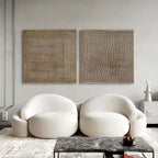 Geometric Textured Diptych Art Oil Painting