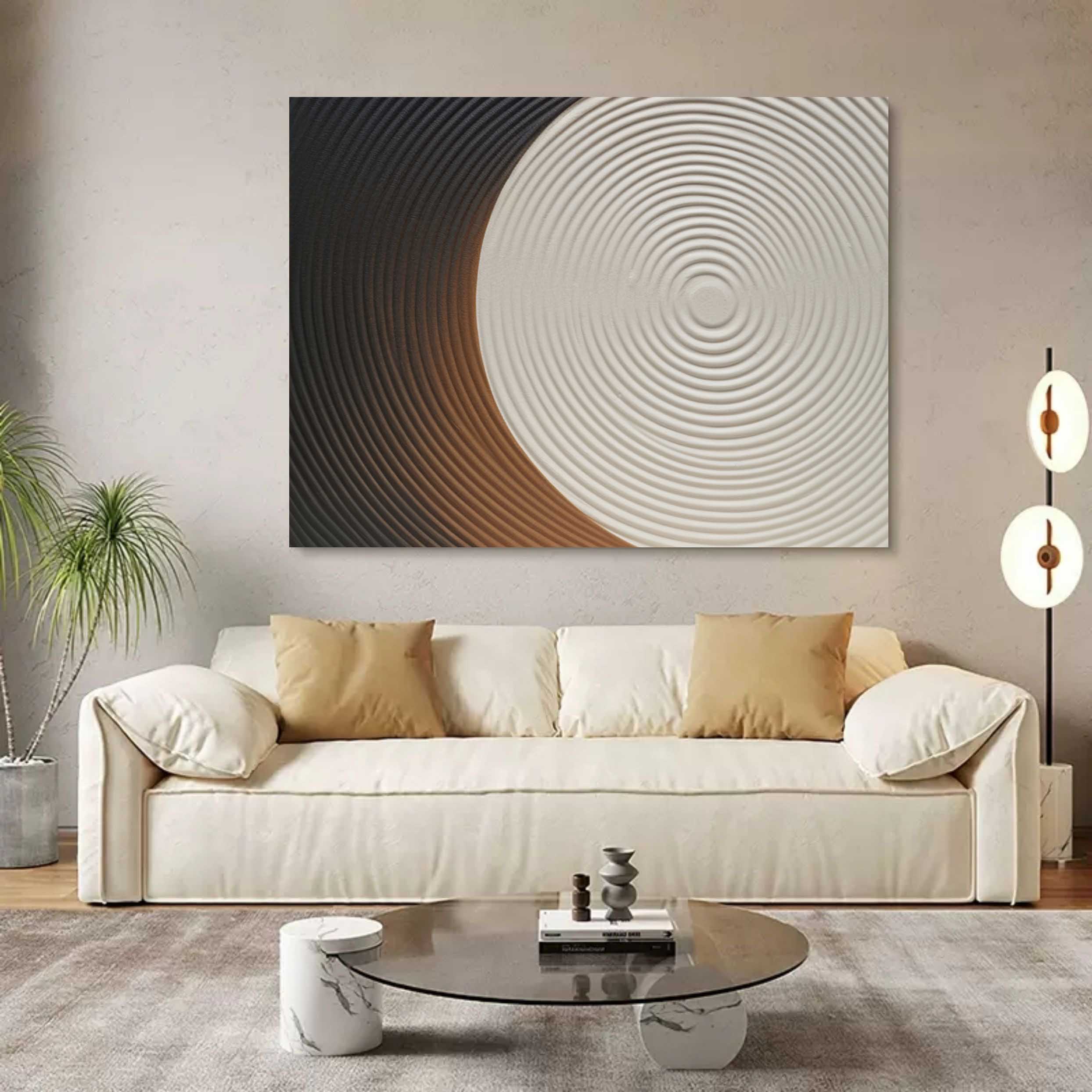 Eclipse Inspired Textured Circles Relief Painting