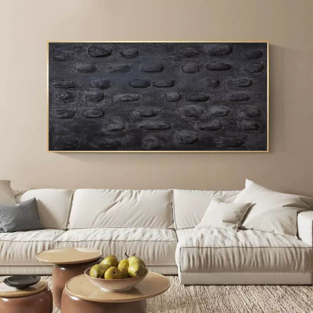 Plaster Art Dark Textured Stone Pattern Abstract Painting