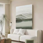 Serene Misty Mountain Landscape Painting