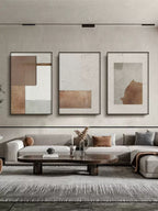 Neutral Triptych 3D Textured Painting
