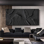 3D Textured Black Wall Art Impasto Painting