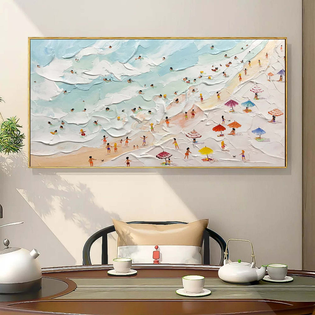 Aerial Beach Painting Impasto Coastal Wall Art