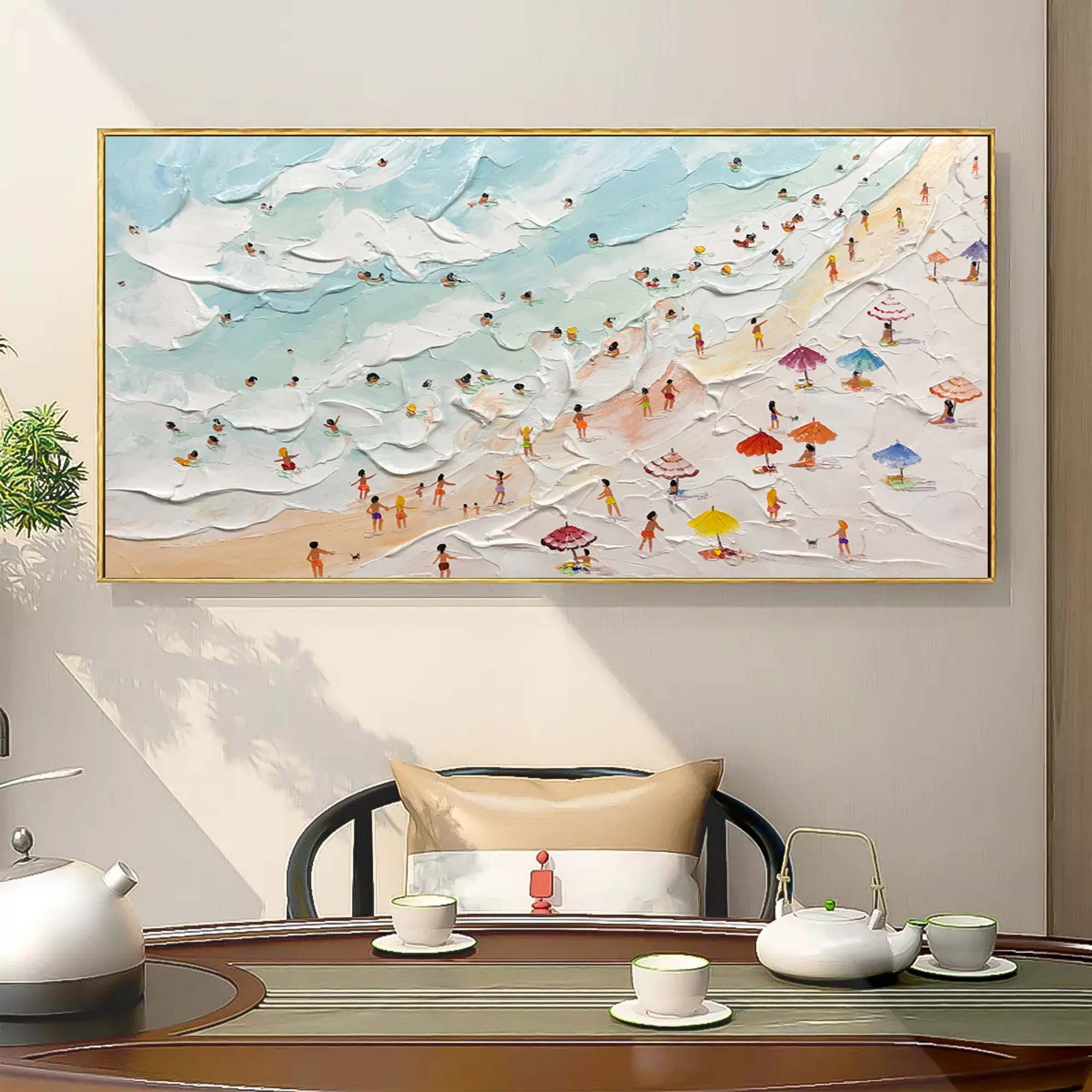 Aerial Beach Painting Impasto Coastal Wall Art