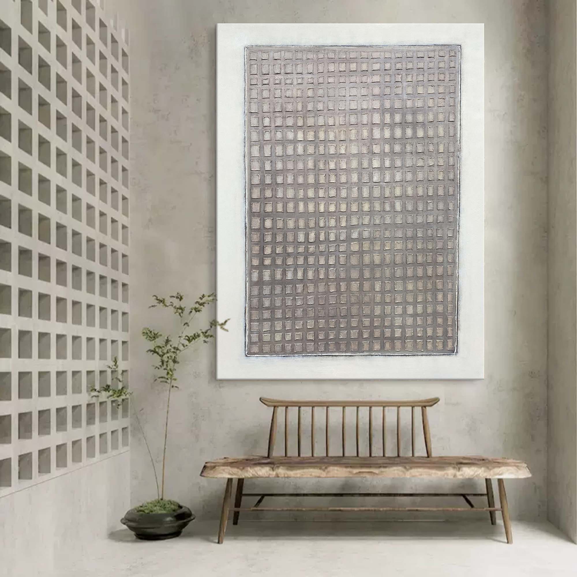 Minimalist Textured Grid Painting