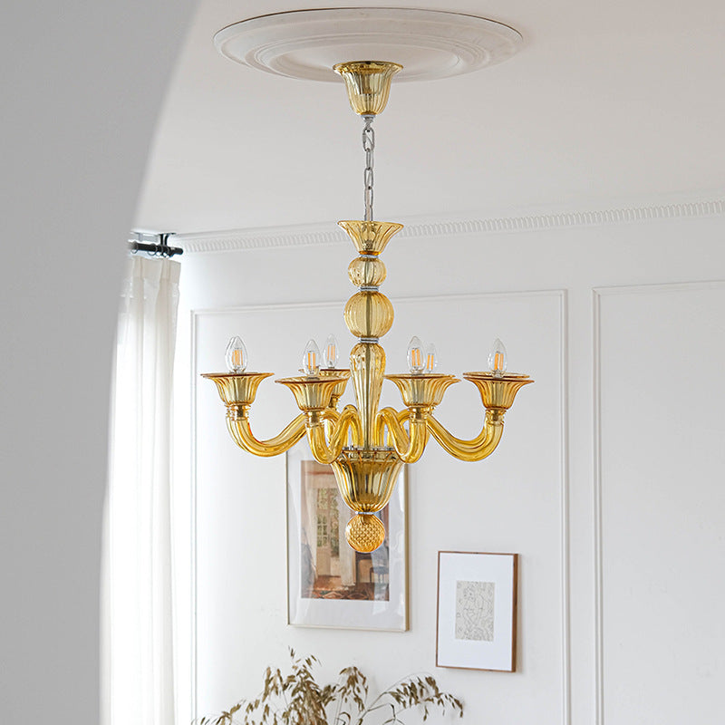 Silva   Chandelier Retro Glass  Yellow&Green&Clear