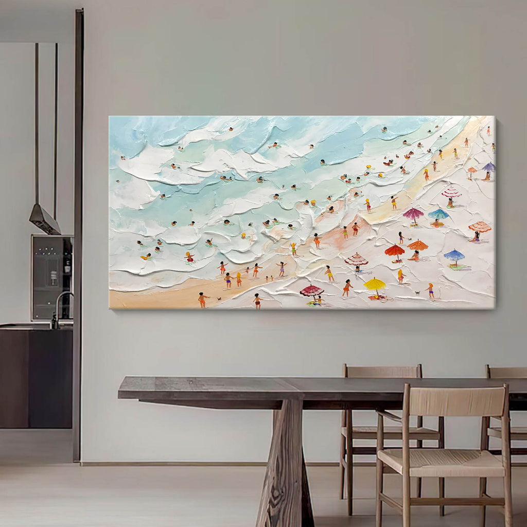Aerial Beach Painting Impasto Coastal Wall Art