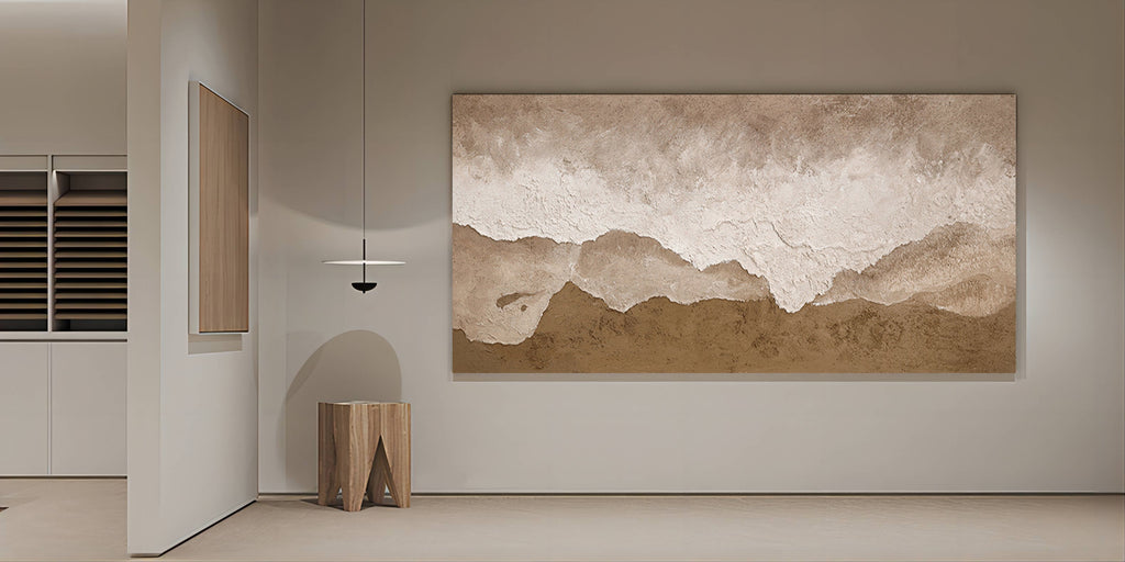 Minimalist 3D Textured Landscape Painting Warm Neutral