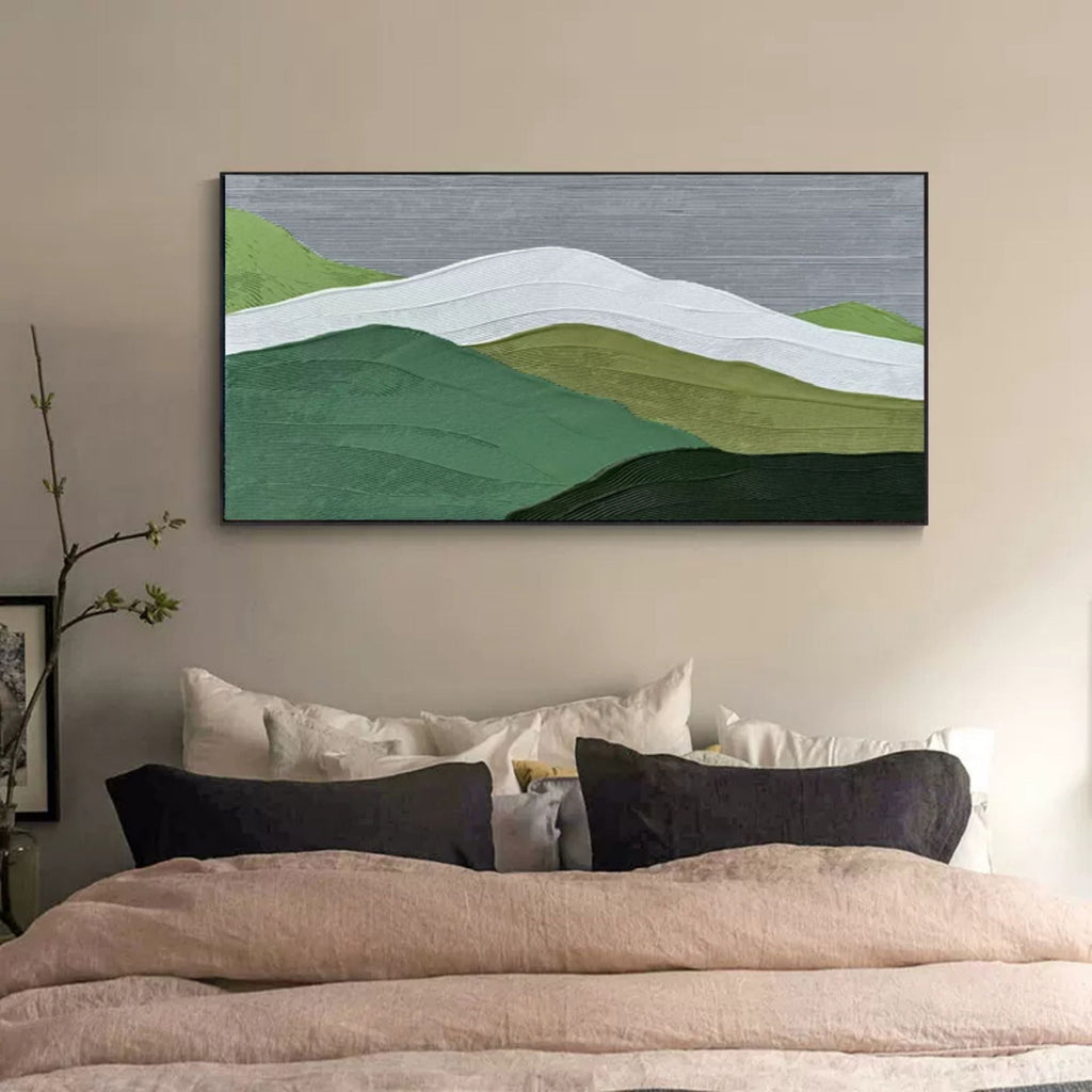 Plaster Art Layered Green White Landscape Textured