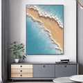 Diagonal Coastal Wave Impasto Painting