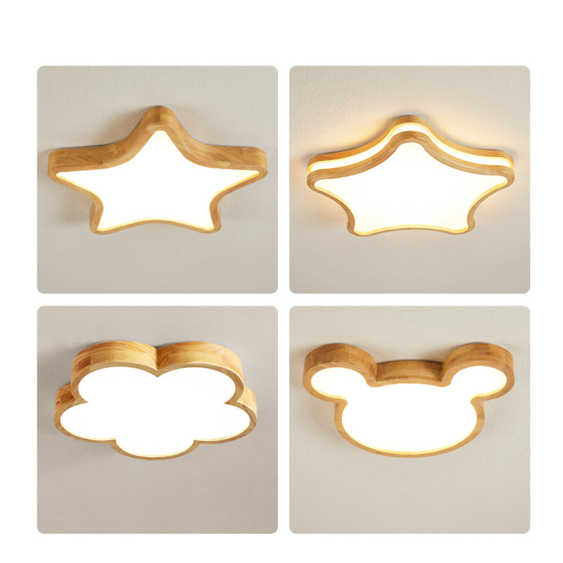 Aria Modern Flush Mount Ceiling Light Wood Living Room/Bedroom