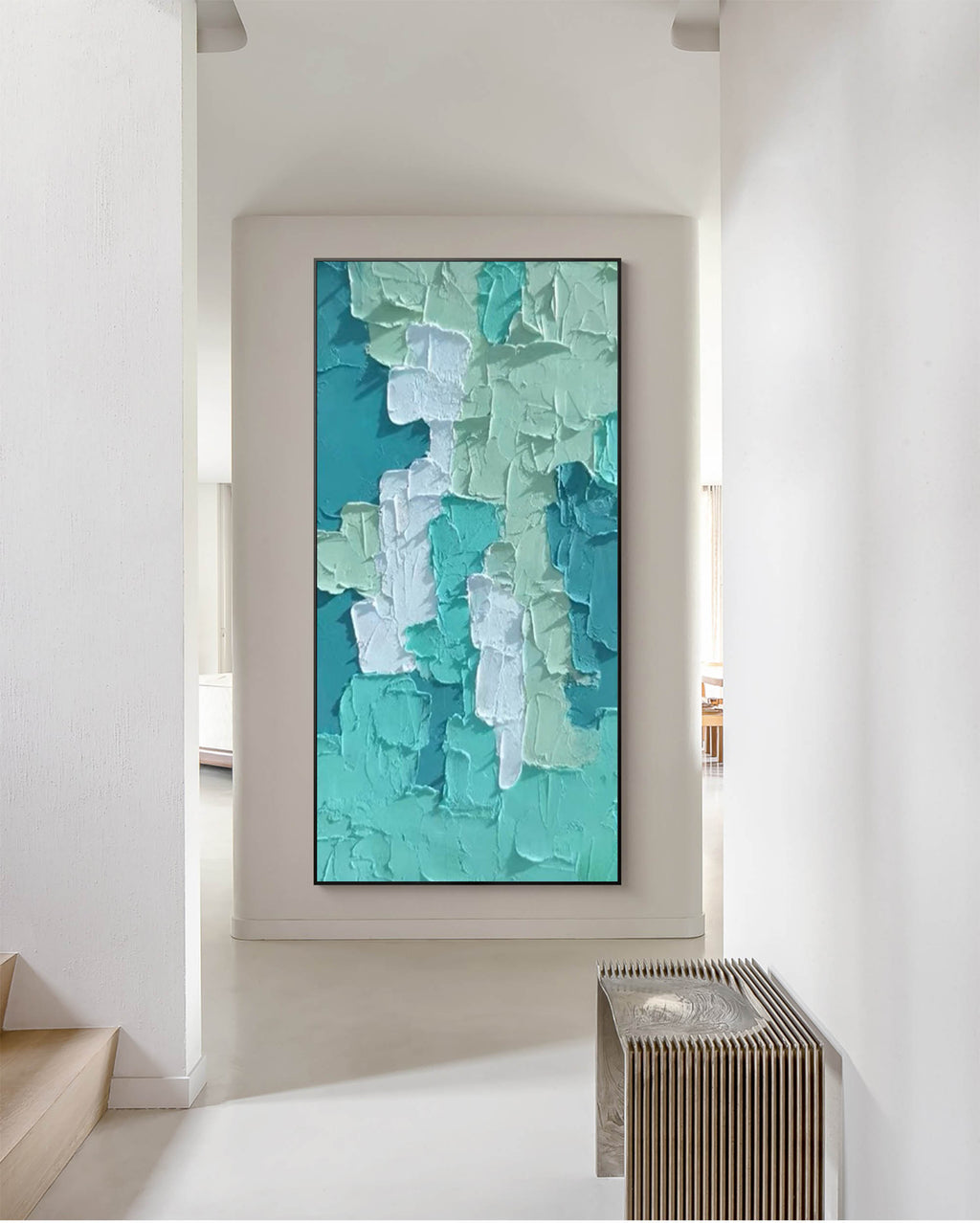 3D Impasto Coastal Abstract Painting Teal And Green