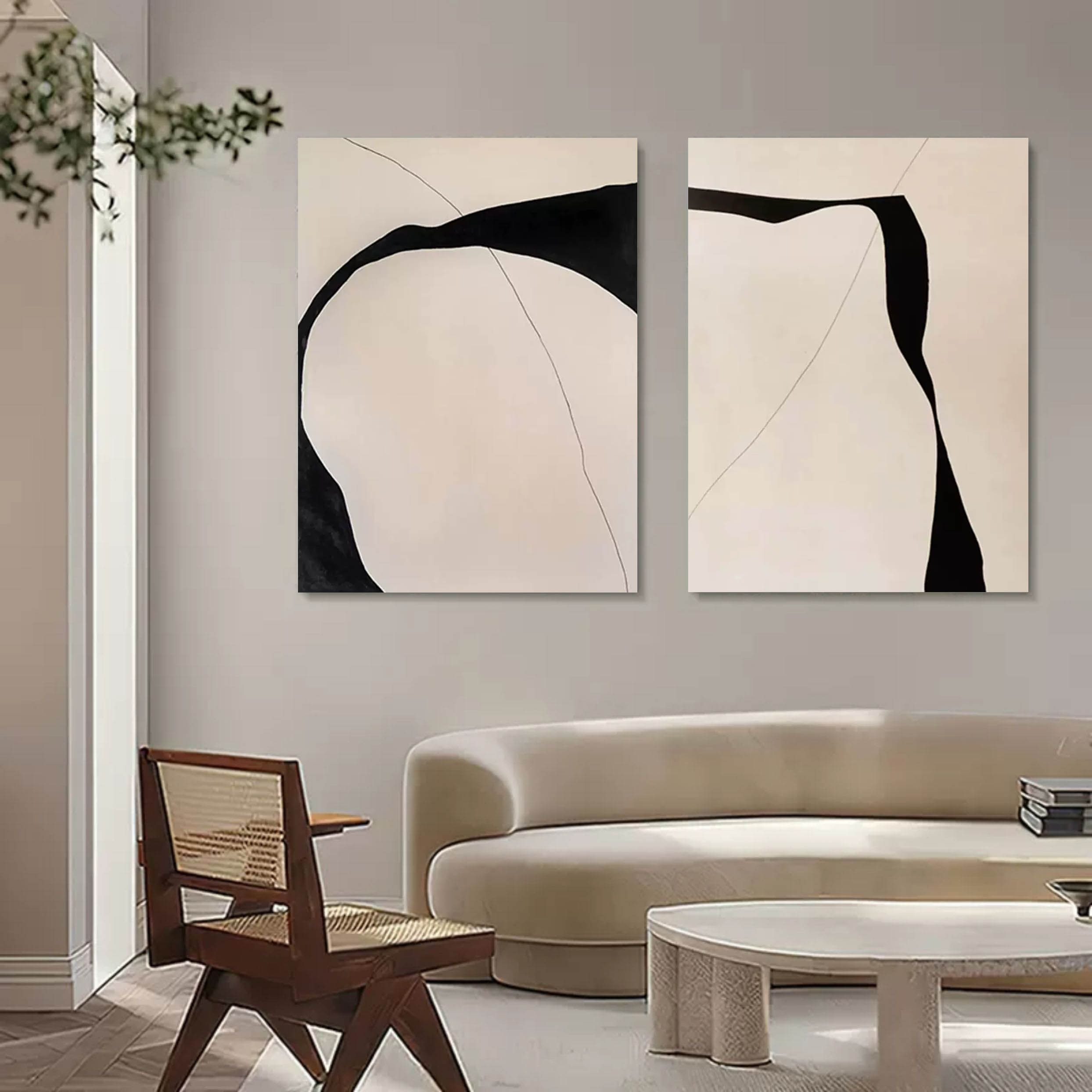 Organic Diptych Art Oil Painting Set Of 2
