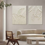 Wabi-Sabi Leaf Texture Relief Painting 2-Piece