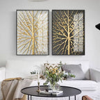Gilded Vein Tree Impasto Painting