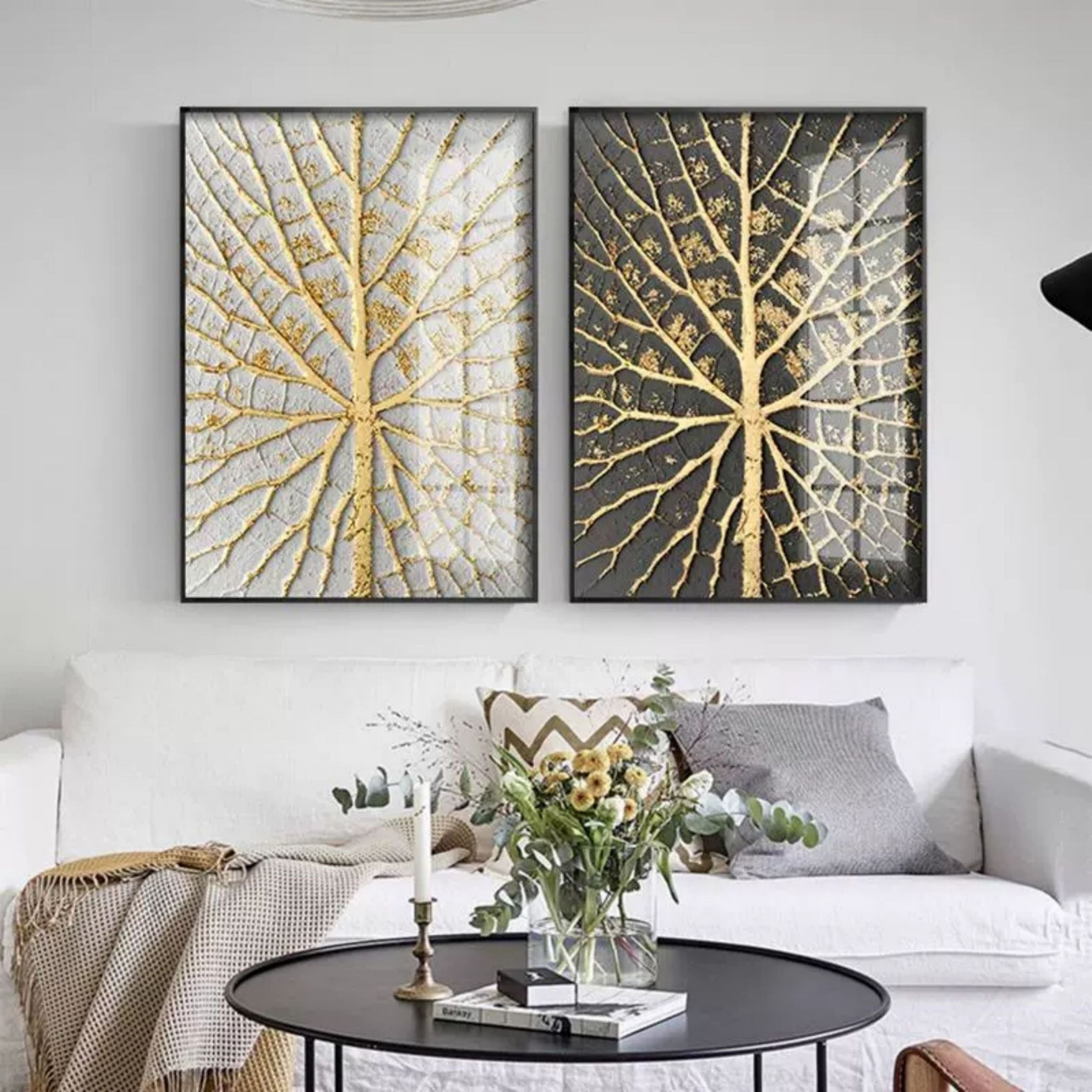 Gilded Vein Tree Impasto Painting