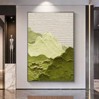 Soft Green Textured Mountain Landscape Wall Art