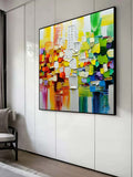 Vibrant Abstract Cityscape Oil Painting