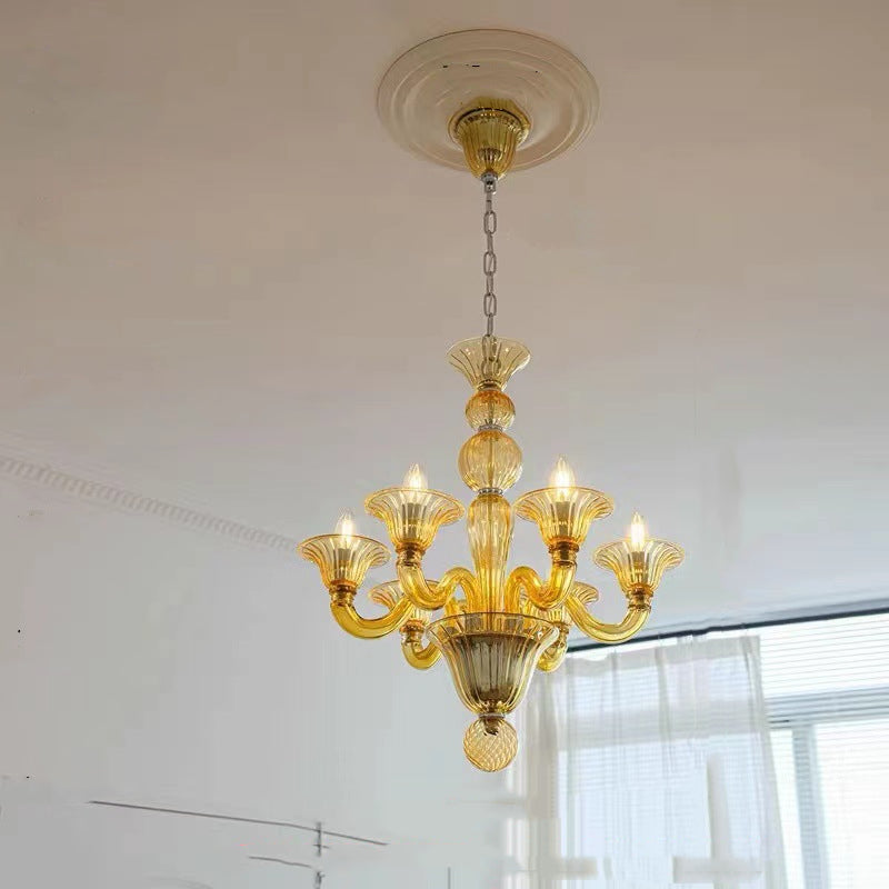 Silva   Chandelier Retro Glass  Yellow&Green&Clear