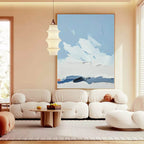 Minimalist Coastal Impasto Oil Painting Blue Sky Wall Art